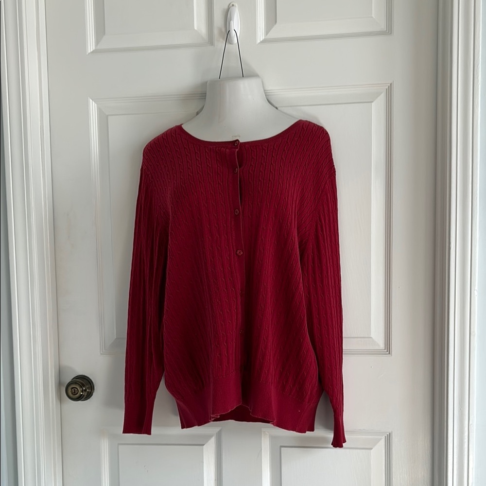 Lane Bryant Red Cardigan Lightweight Knit